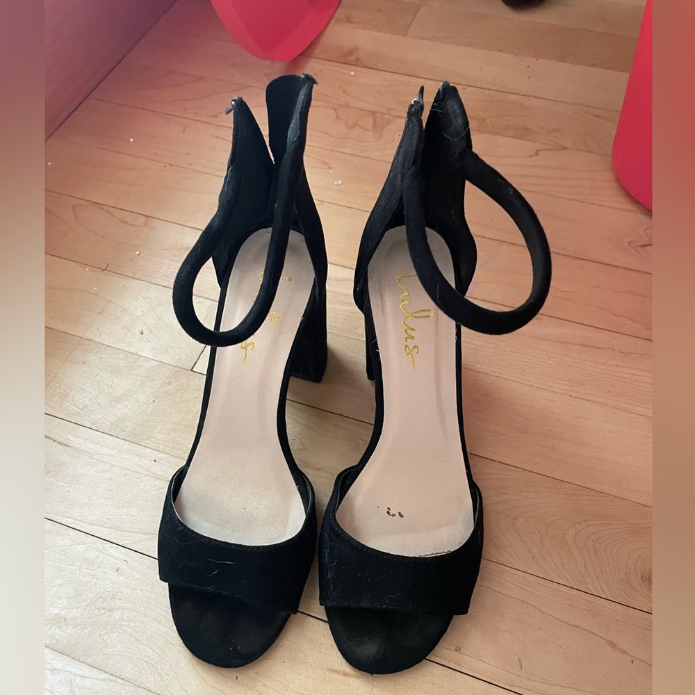 Black Ankle Block Heels